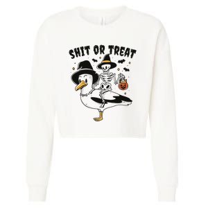 Shit Or Treat Funny Halloween Cropped Pullover Crew