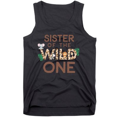 Sister Of The Wild One Animal Safari 1st Birthday Theme Tank Top