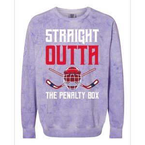 Straight Outta The Penalty Box Funny Goal Keeper Ice Hockey Gift Colorblast Crewneck Sweatshirt