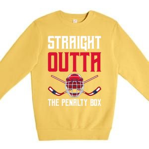 Straight Outta The Penalty Box Funny Goal Keeper Ice Hockey Gift Premium Crewneck Sweatshirt