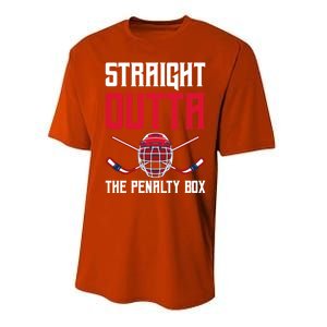 Straight Outta The Penalty Box Funny Goal Keeper Ice Hockey Gift Performance Sprint T-Shirt