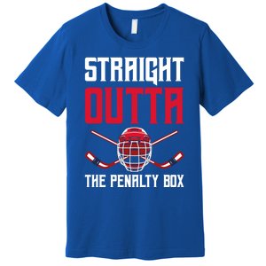 Straight Outta The Penalty Box Funny Goal Keeper Ice Hockey Gift Premium T-Shirt