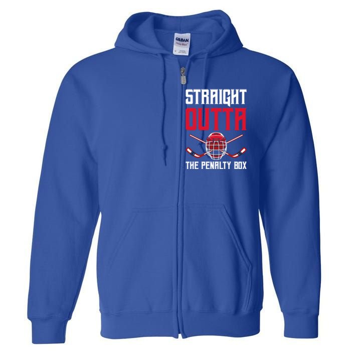 Straight Outta The Penalty Box Funny Goal Keeper Ice Hockey Gift Full Zip Hoodie