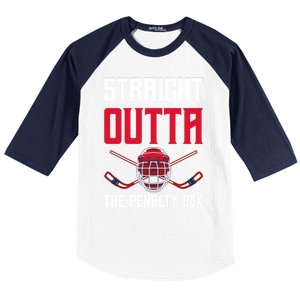 Straight Outta The Penalty Box Funny Goal Keeper Ice Hockey Gift Baseball Sleeve Shirt