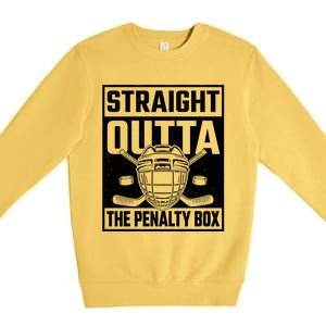 Straight Outta The Penalty Box Funny Hockey Goalie Player Gift Premium Crewneck Sweatshirt