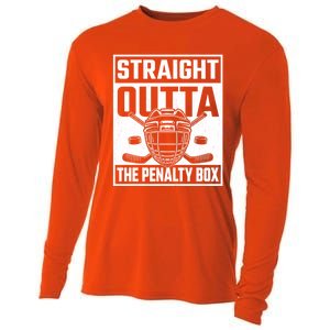 Straight Outta The Penalty Box Funny Hockey Goalie Player Gift Cooling Performance Long Sleeve Crew