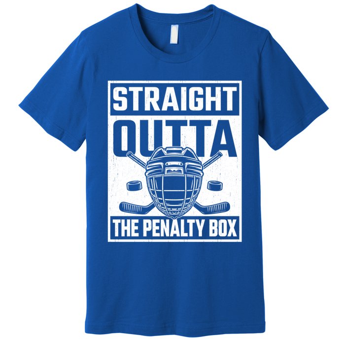 Straight Outta The Penalty Box Funny Hockey Goalie Player Gift Premium T-Shirt