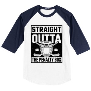 Straight Outta The Penalty Box Funny Hockey Goalie Player Gift Baseball Sleeve Shirt