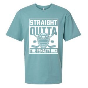 Straight Outta The Penalty Box Funny Hockey Goalie Player Gift Sueded Cloud Jersey T-Shirt