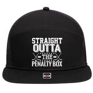 Straight Outta The Penalty Box Funny Ice Hockey Enforcer Cool Gift 7 Panel Mesh Trucker Snapback Hat