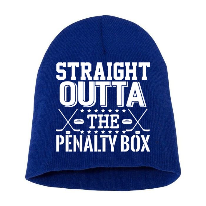 Straight Outta The Penalty Box Funny Ice Hockey Enforcer Cool Gift Short Acrylic Beanie