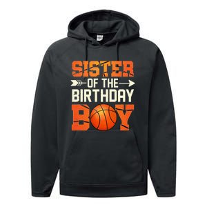 Sister Of The Birthday Basketball Mother Mom Funny Performance Fleece Hoodie