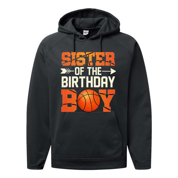 Sister Of The Birthday Basketball Mother Mom Funny Performance Fleece Hoodie