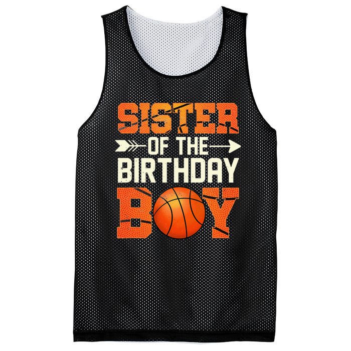 Sister Of The Birthday Basketball Mother Mom Funny Mesh Reversible Basketball Jersey Tank