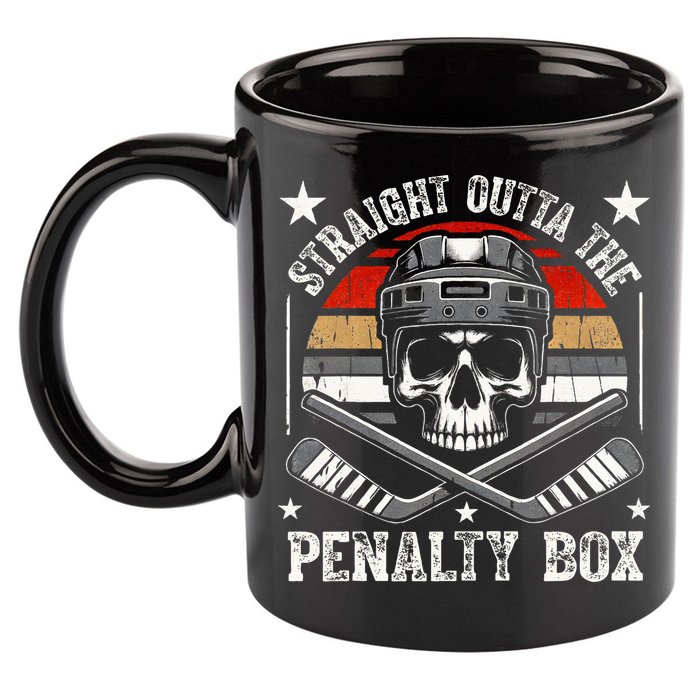 Straight Outta The Penalty Box retro Hockey Player 11oz C Handle Ceramic Mug