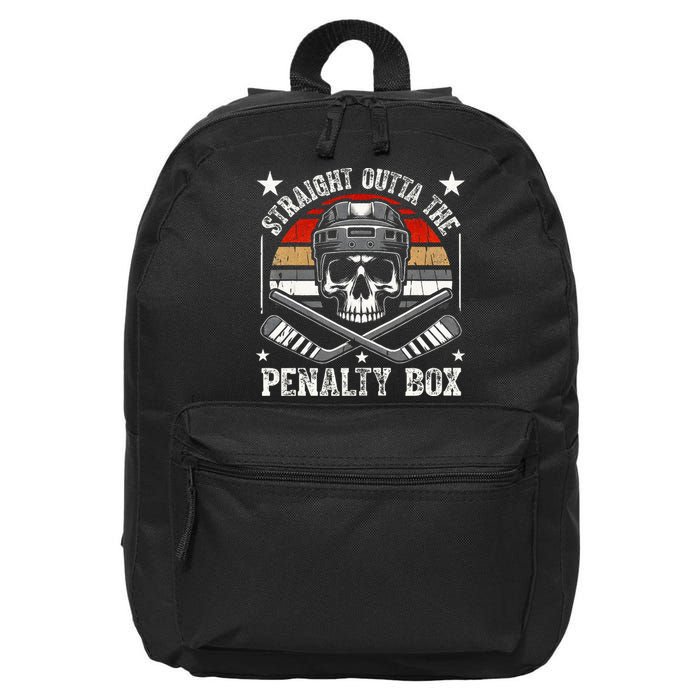 Straight Outta The Penalty Box retro Hockey Player 16 in Basic Backpack