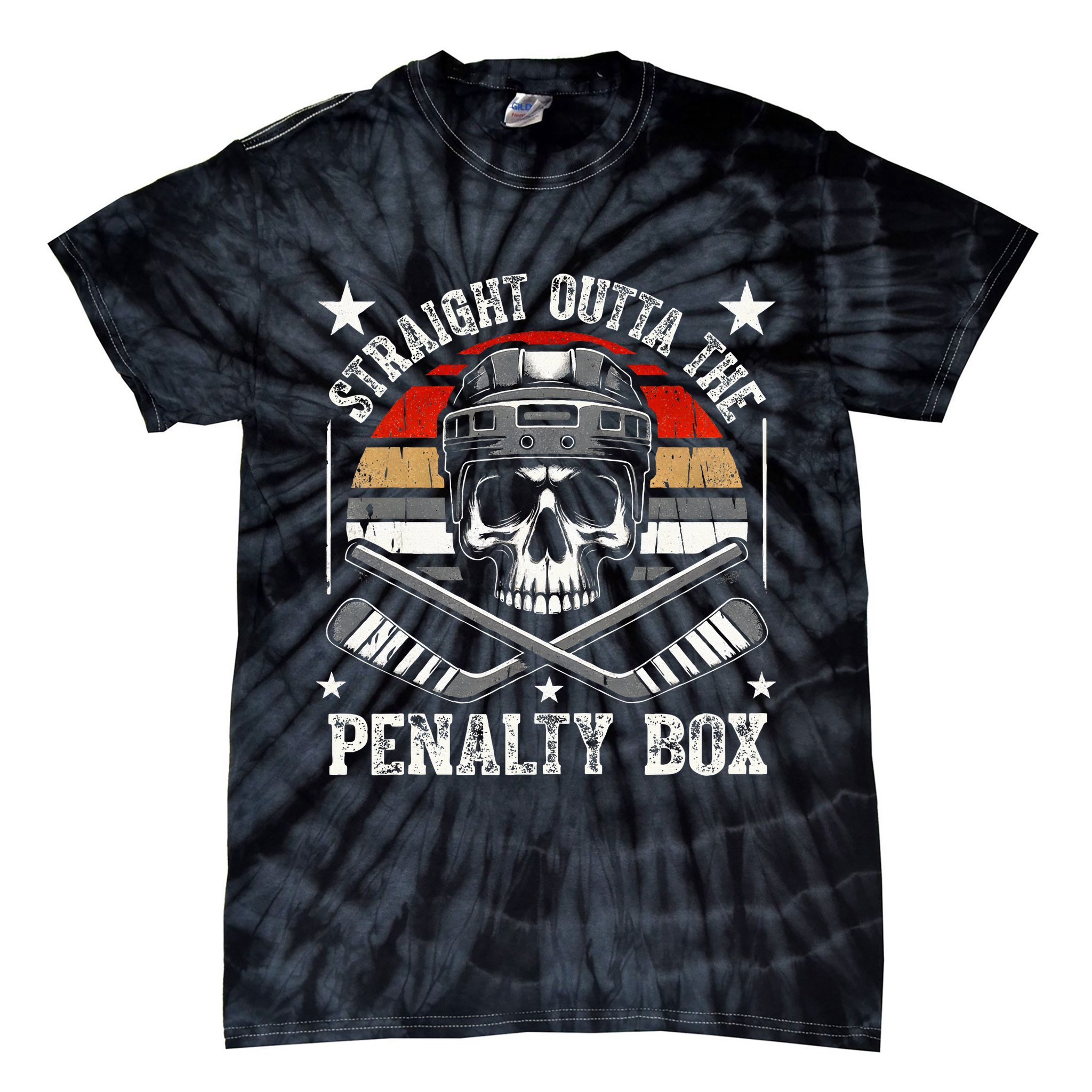 Straight Outta The Penalty Box retro Hockey Player Tie-Dye T-Shirt