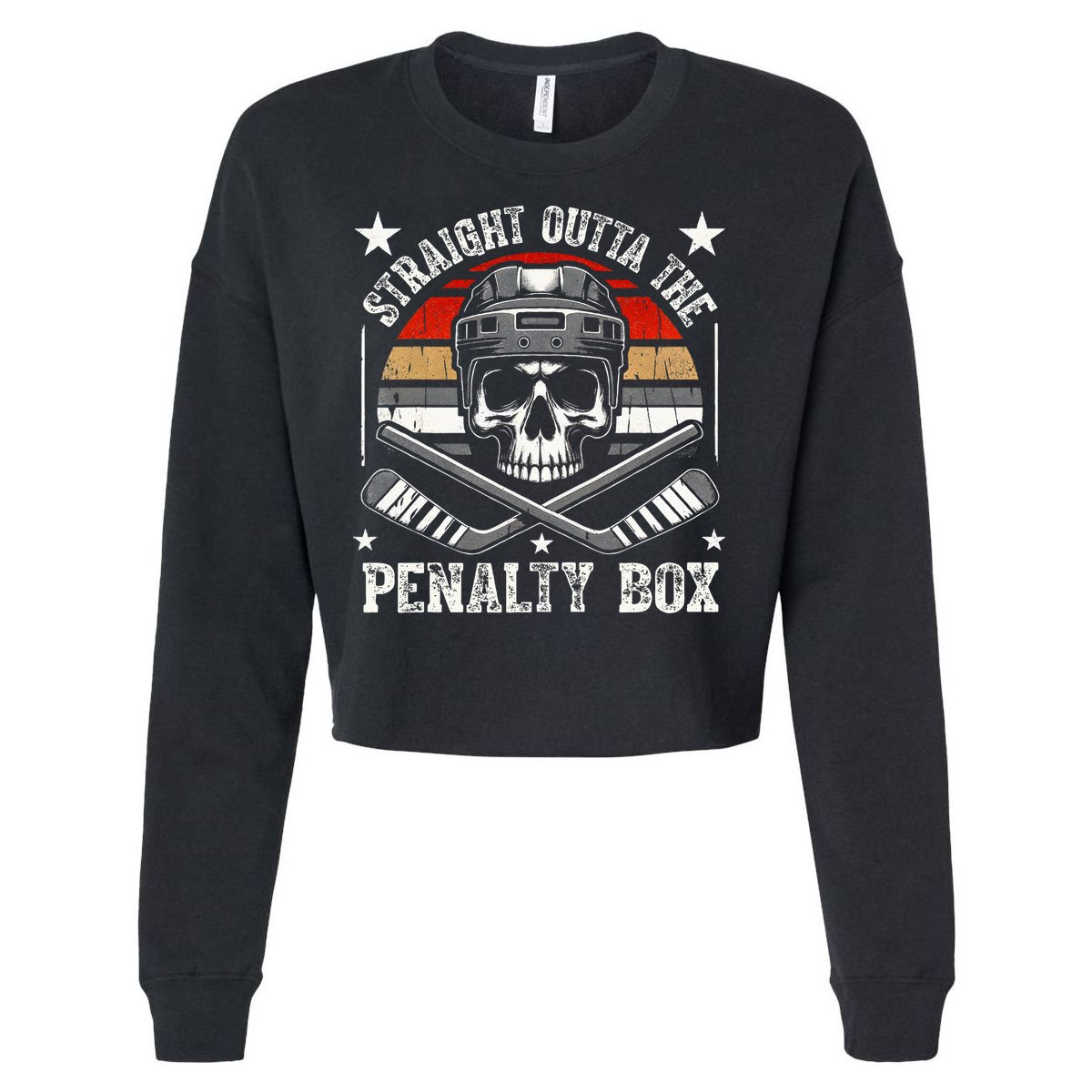 Straight Outta The Penalty Box retro Hockey Player Cropped Pullover Crew