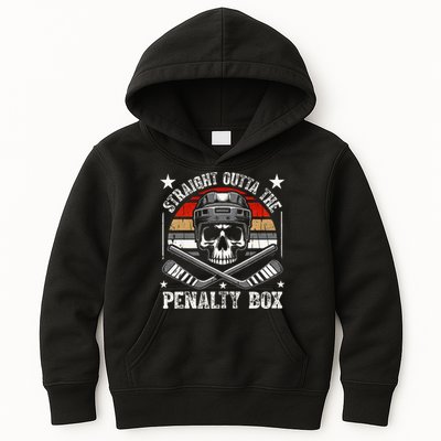 Straight Outta The Penalty Box retro Hockey Player Kids Hoodie