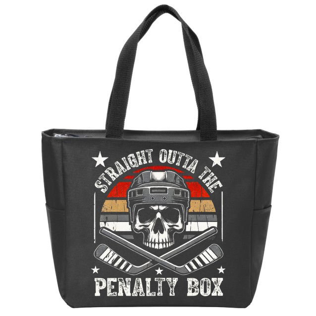 Straight Outta The Penalty Box retro Hockey Player Zip Tote Bag