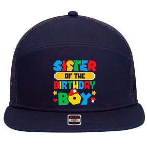 Sister Of The Birthday Boy Game Gaming Family Matching 7 Panel Mesh Trucker Snapback Hat