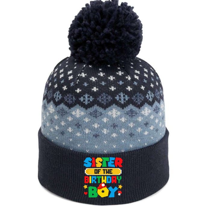 Sister Of The Birthday Boy Game Gaming Family Matching The Baniff Cuffed Pom Beanie