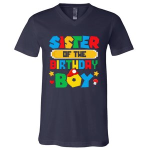 Sister Of The Birthday Boy Game Gaming Family Matching V-Neck T-Shirt