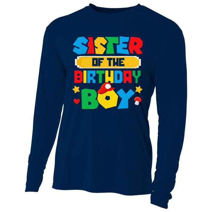 Sister Of The Birthday Boy Game Gaming Family Matching Cooling Performance Long Sleeve Crew