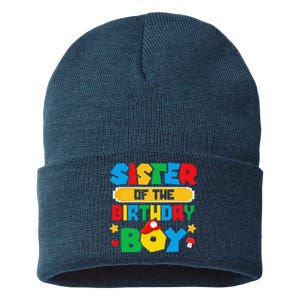 Sister Of The Birthday Boy Game Gaming Family Matching Sustainable Knit Beanie