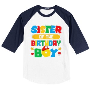 Sister Of The Birthday Boy Game Gaming Family Matching Baseball Sleeve Shirt