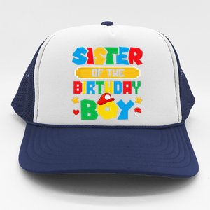 Sister Of The Birthday Boy Game Gaming Family Matching Trucker Hat