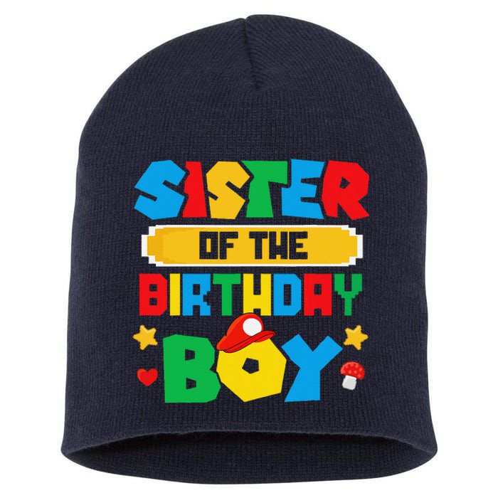 Sister Of The Birthday Boy Game Gaming Family Matching Short Acrylic Beanie