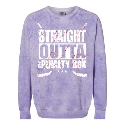 Straight Outta The Penalty Box Funny Ice Hockey Gift Colorblast Crewneck Sweatshirt