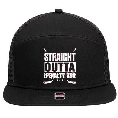 Straight Outta The Penalty Box Funny Ice Hockey Gift 7 Panel Mesh Trucker Snapback Hat