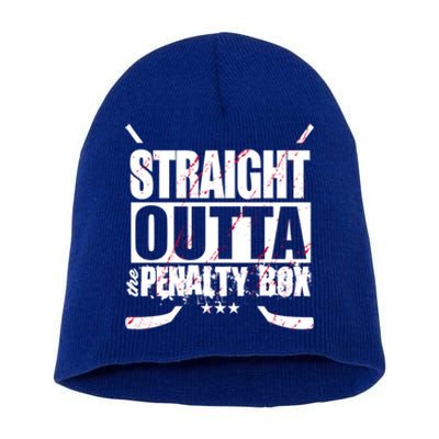 Straight Outta The Penalty Box Funny Ice Hockey Gift Short Acrylic Beanie