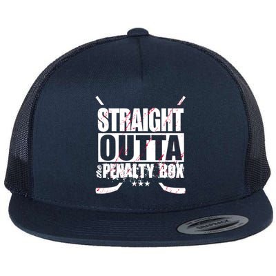 Straight Outta The Penalty Box Funny Ice Hockey Gift Flat Bill Trucker Hat