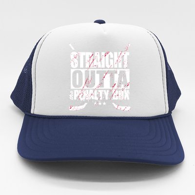 Straight Outta The Penalty Box Funny Ice Hockey Gift Trucker Hat