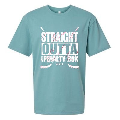 Straight Outta The Penalty Box Funny Ice Hockey Gift Sueded Cloud Jersey T-Shirt