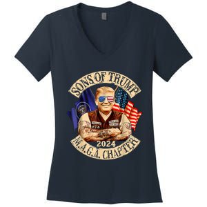 Sons Of Trump Maga Chapter 2024 4th July Women's V-Neck T-Shirt