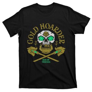 Sea Of Thieves Gold Hoarder Emerald Skull Crossed Spades T-Shirt