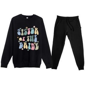 Sister of the Bride Wedding Bridal Party Word on Back Premium Crewneck Sweatsuit Set