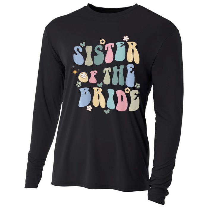 Sister of the Bride Wedding Bridal Party Word on Back Cooling Performance Long Sleeve Crew