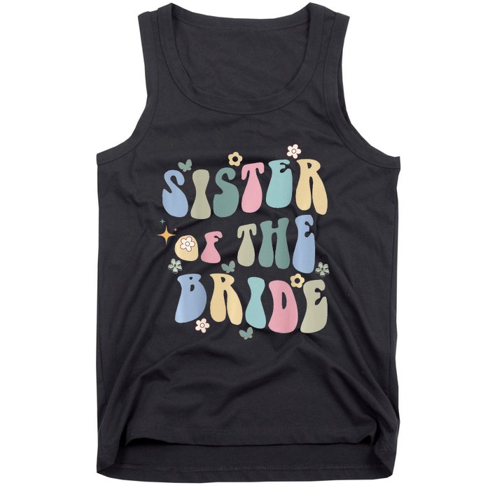 Sister of the Bride Wedding Bridal Party Word on Back Tank Top