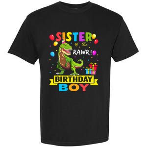 Sister of the Birthday TRex RAWR Dinosaur Birthday Garment-Dyed Heavyweight T-Shirt