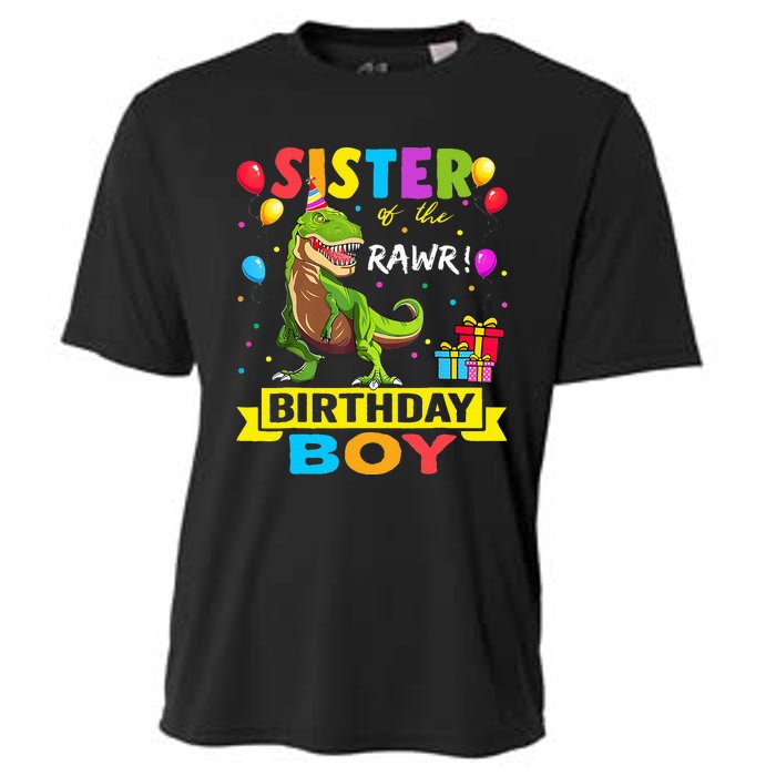 Sister of the Birthday TRex RAWR Dinosaur Birthday Cooling Performance Crew T-Shirt