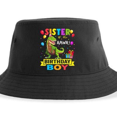 Sister of the Birthday TRex RAWR Dinosaur Birthday Sustainable Bucket Hat