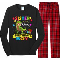 Sister of the Birthday TRex RAWR Dinosaur Birthday Long Sleeve Pajama Set