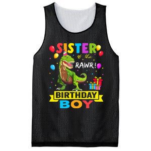 Sister of the Birthday TRex RAWR Dinosaur Birthday Mesh Reversible Basketball Jersey Tank