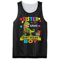 Sister of the Birthday TRex RAWR Dinosaur Birthday Mesh Reversible Basketball Jersey Tank