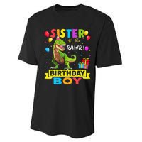 Sister of the Birthday TRex RAWR Dinosaur Birthday Performance Sprint T-Shirt